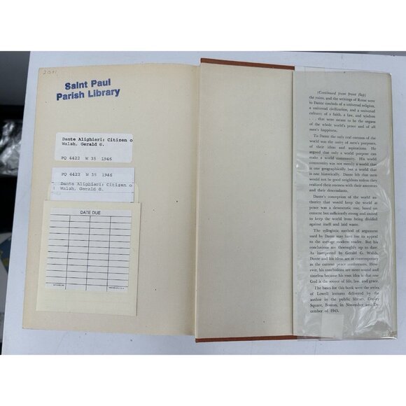 RARE 1946 Dante Alighieri “Citizen of Christendom by Gerald Walsh 1st ed.185 Pgs - Picture 10 of 12